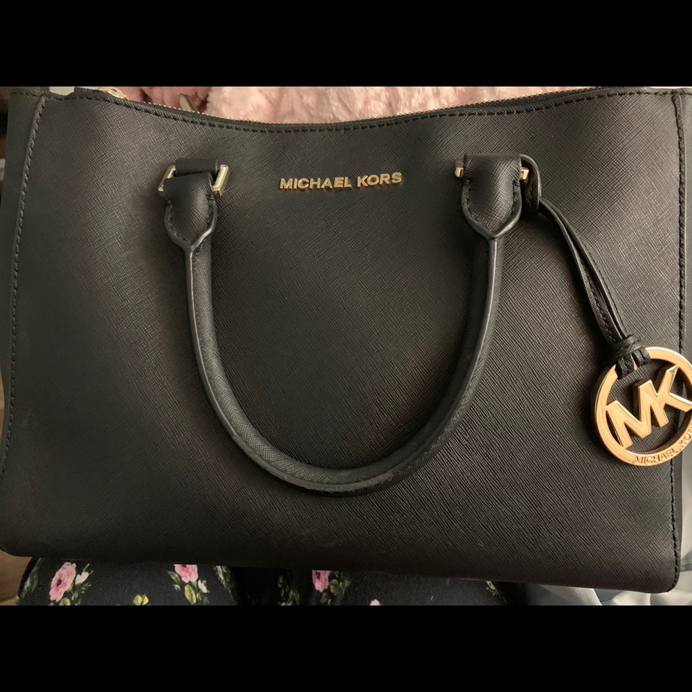 Michael Kors black saffiano sutter handbag